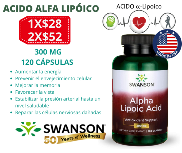 Ácido Alfa Lipóico 300mg 120 cápsulas - Imagen 2
