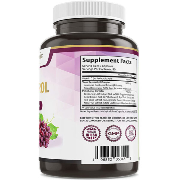 Resveratrol 1450 Mg Antioxidante Cardioprotector 180 Cápsulas - Imagen 2