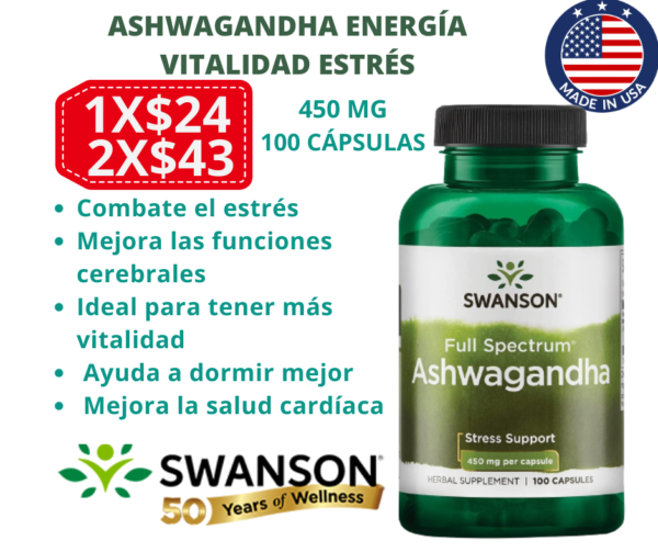 Ashwagandha Full-Spectrum 450mg 100Capsulas Promo 2X$43 - Imagen 2