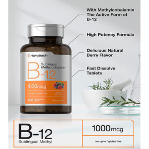 Vitamina B12 1000mcg Metilcobalamina Sublingual 400Tabs